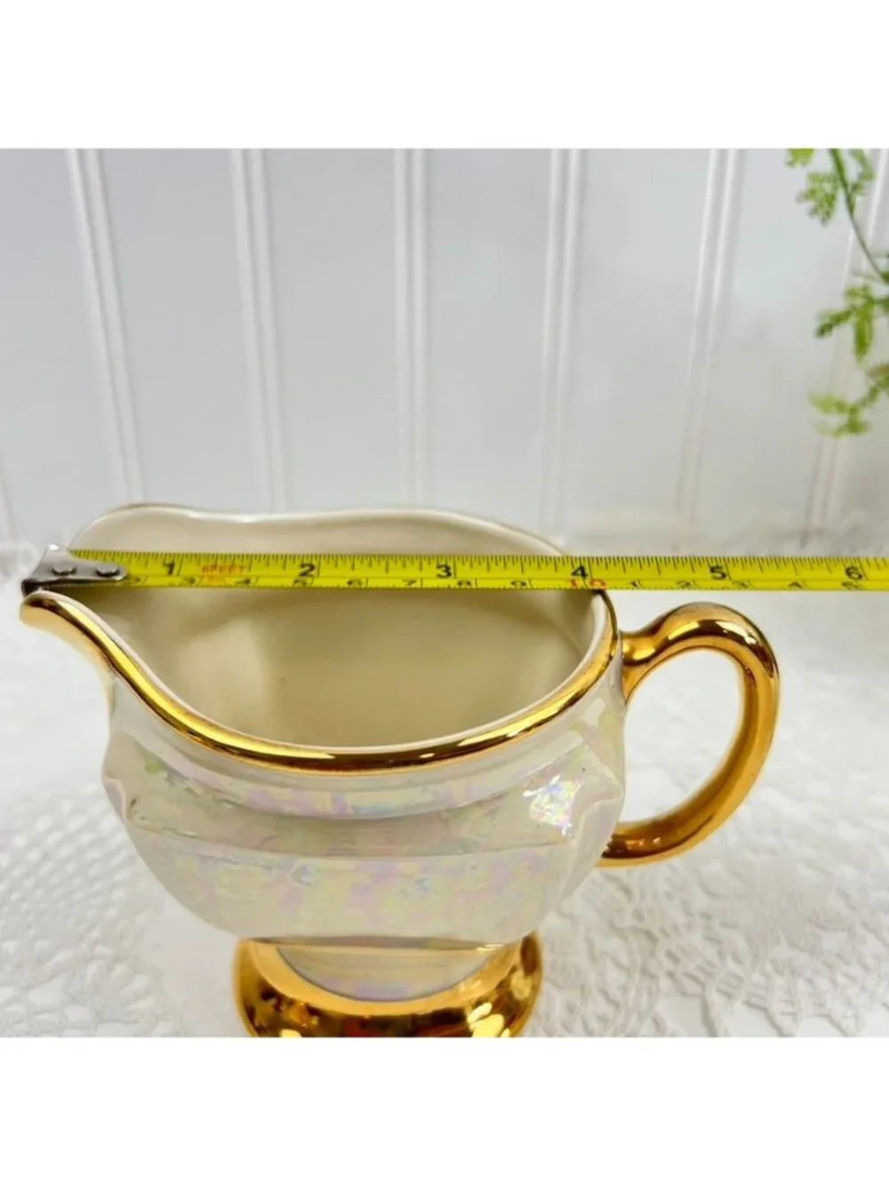 Vintage Cream & Sugar Set Heavy Gold TrimIridescent Pearl MCM